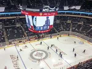 The view from Tim Hiebert's media perch at the Jets' home opener