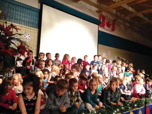 Elementary school students perform at the annual Christmas play