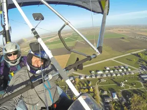 Barry Morwick takes a passenger for a tour over Steinbach