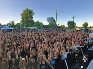 The Washboard Union play to a large crowd on Niverville's Main Street