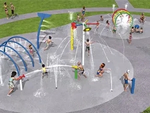 Rendering of the proposed splash pad layout