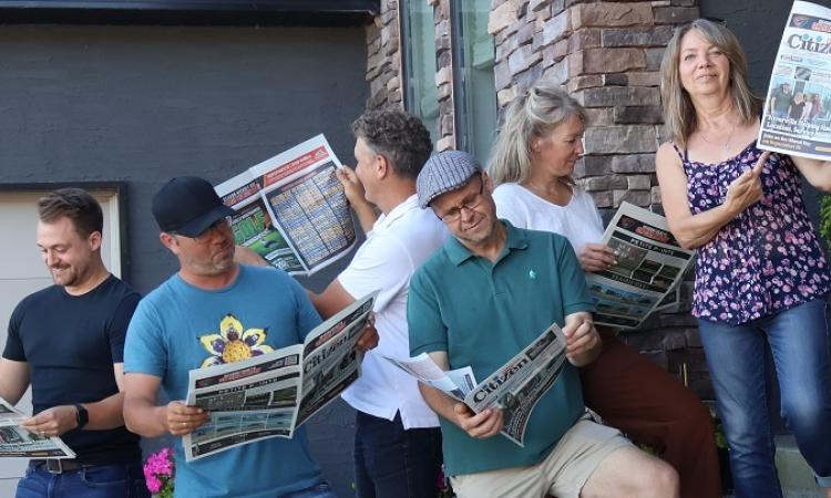 The Citizen team: Dylan Zacharias, Dustin Krahn, Ray Dowse, Evan Braun, Cara Dowse, and Brenda Sawatzky
