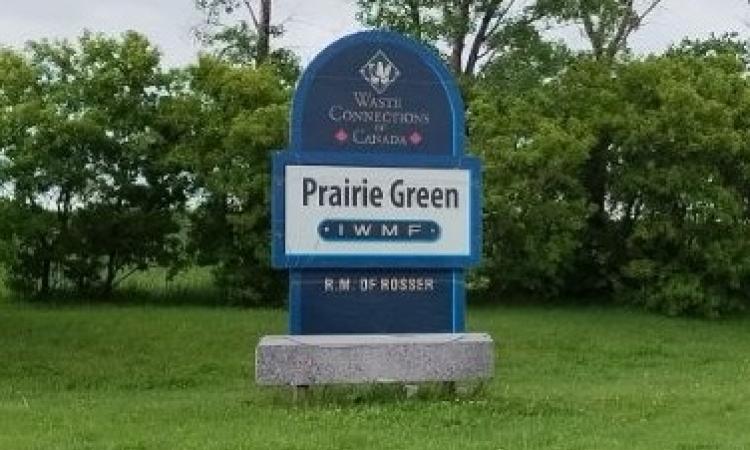 The entrance to the Prairie Green Landfill.