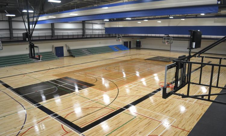 The fieldhouse, from the running track mezzanine.