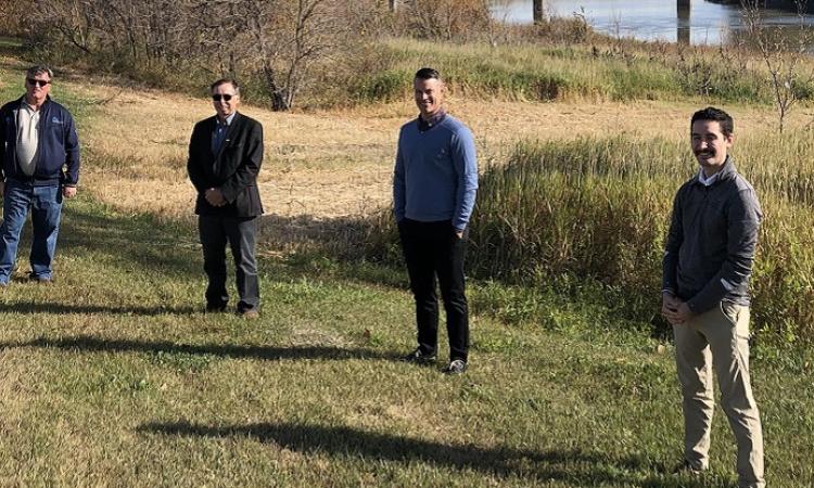 Claude Lemoine, Louis Allain, Joel Gagnon, and Justin Johnson at the site of the new boat launch.