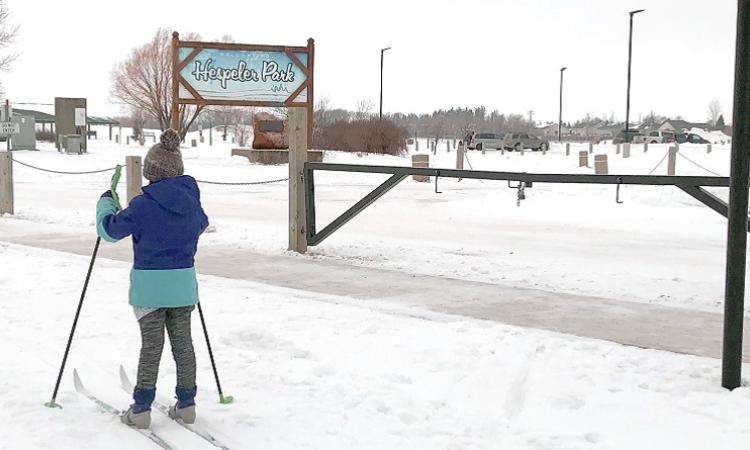 A groomed cross-country skiing trail is open in Hespeler Park.