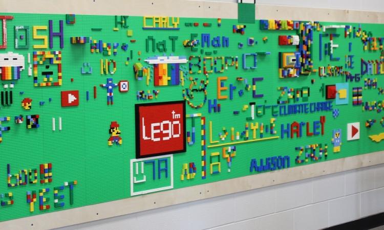 The Lego wall in the Learning Commons.