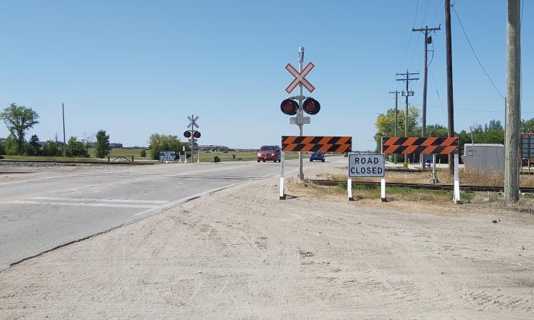 The Main Street railway crossing in Niverville.