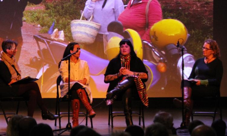 Carol Thiessen, Colleen Dyck, Meagan Silencieux, and Theresa Rempel Mulaire discuss the film during a Q&A after the screening.