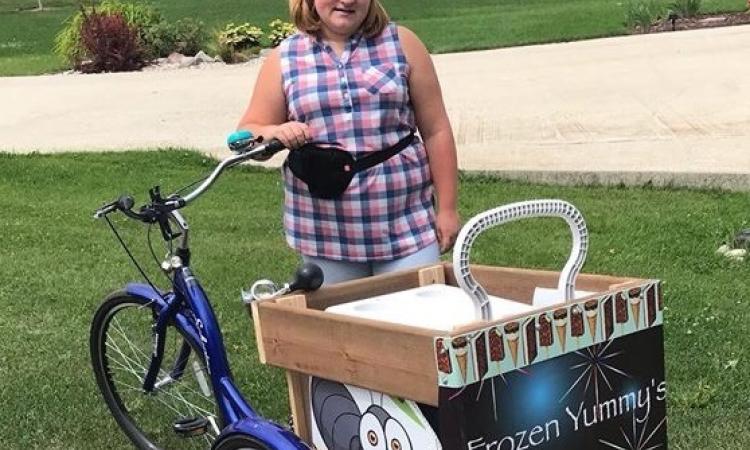 B’Elanna Piasta of Niverville has been selling ice cream out her custom bike trailer the last two summers to raise money for an upcoming school trip to Europe.