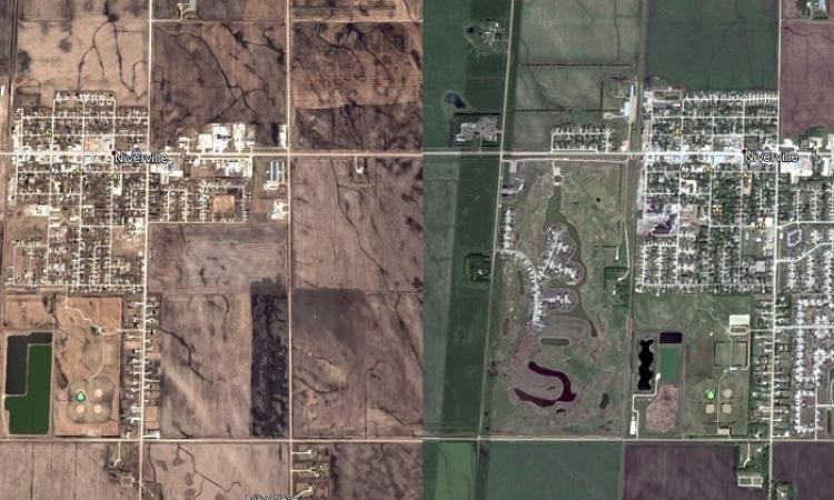 Niverville in 2002 versus Niverville in 2017. With big growth comes change.