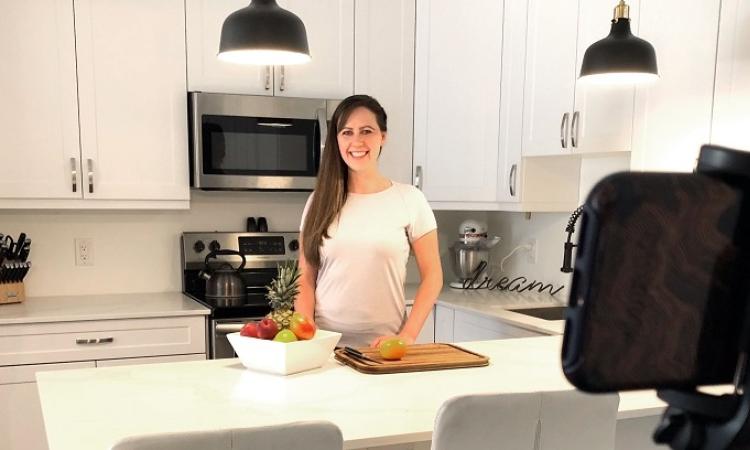 Rebecca Rempel has been recording her cooking classes at home with a simple setup.