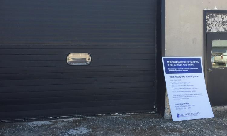 The thrift store's new drop-off location at 61 Main Street Niverville.