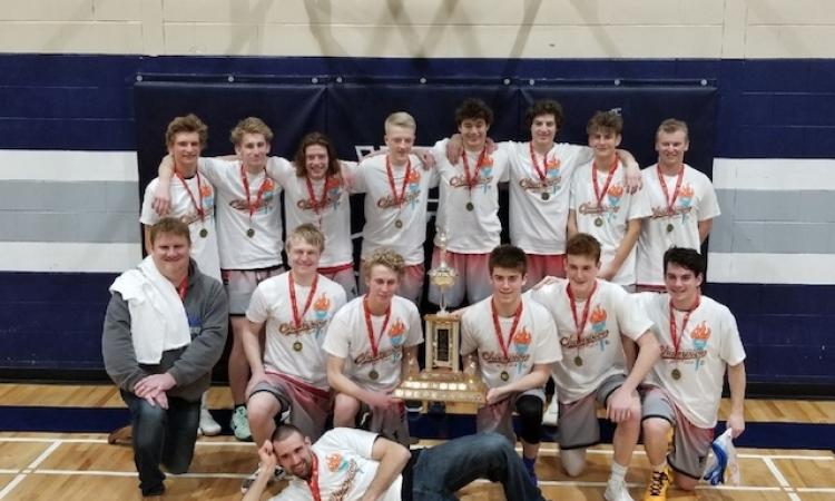 Top: Lijah Doell, Keegan Beer, Austin Anderson, Kress Schmidt, Carter Bairos, Matt Bairos, Zach Hiebert, and Justin Friesen. Bottom: Graham Beer, Josh Limpright, Joel Dueck, Parker Davis, Nate Martin, and Corey Golden. Front: Richard Toews.