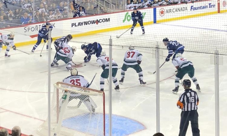 The Jets take a faceoff at Bell MTS Place
