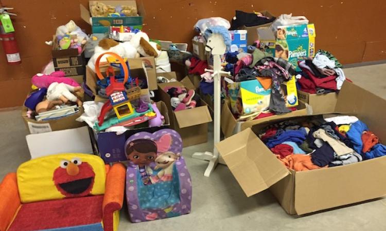 Donations arrive and are sorted at Maranatha Church