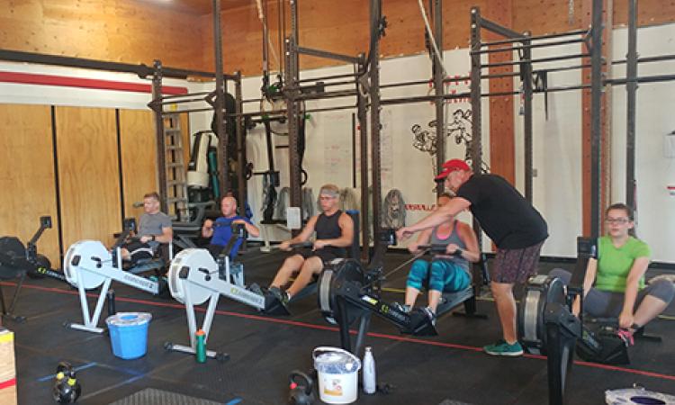 Hitting the rowing machines at Niverville's ShopGym
