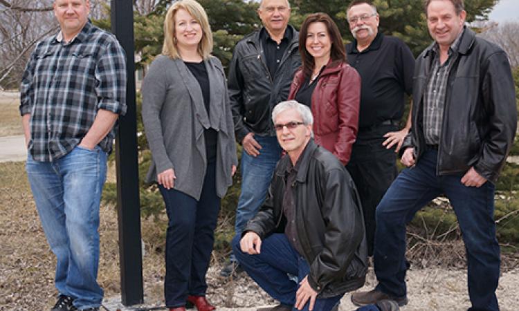 Todd Anderson, Shauna Harms-Wiebe, Burt Hiebert, Coralee Warkentin, Vic Froese, Gerry Guenther, Dan Klippenstein (kneeling