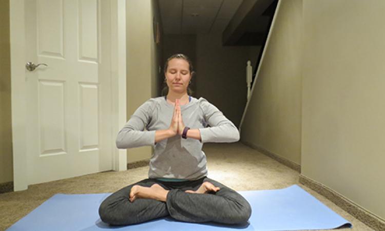 Chantel assumes the lotus position