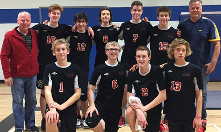 Back row: Ron Limpright (head coach), Justin Braun, Guippe D'Amico, Austin Anderson, Jordan Meyers, Parker Davis, Marlen Wall (assistant coach) Front row: Keegan Beer, Josh Limpright, Nate Martin, Lijah Doell