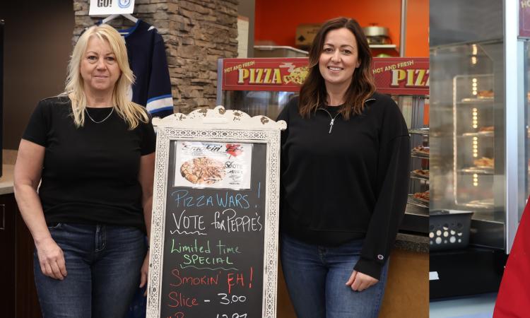Rose Friesen and daughter Shana of Papa Peppie's Pizza, and Dean Delorme of Santa Lucia Niverville.