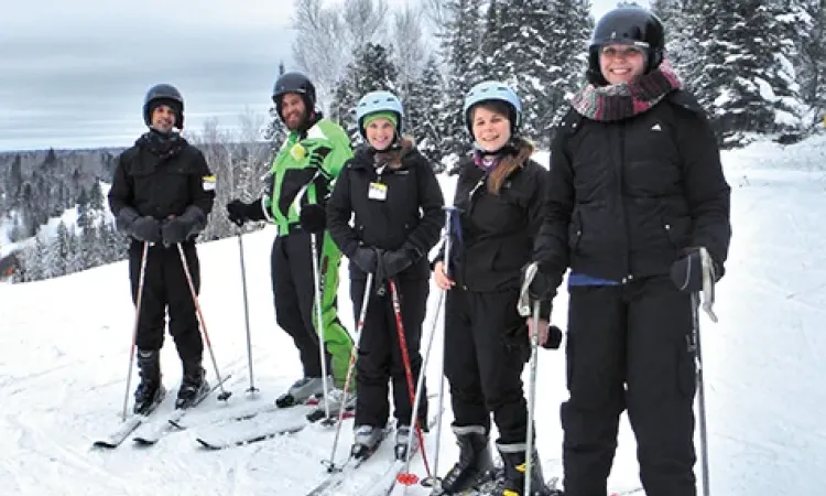 Chantel and friends on the slopes at Falcon Lake