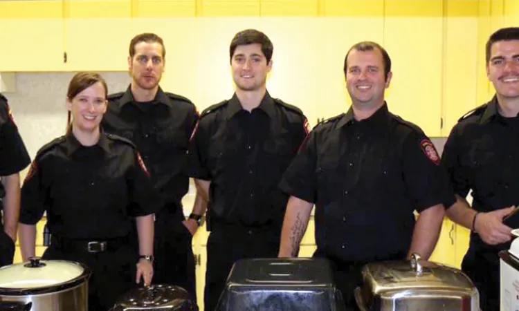 Niverville firefighters Merrick Sandulak, Tara Fehr, Steve Kehler, Eric Turenne, Greg Rempel, and Nick Teichmann