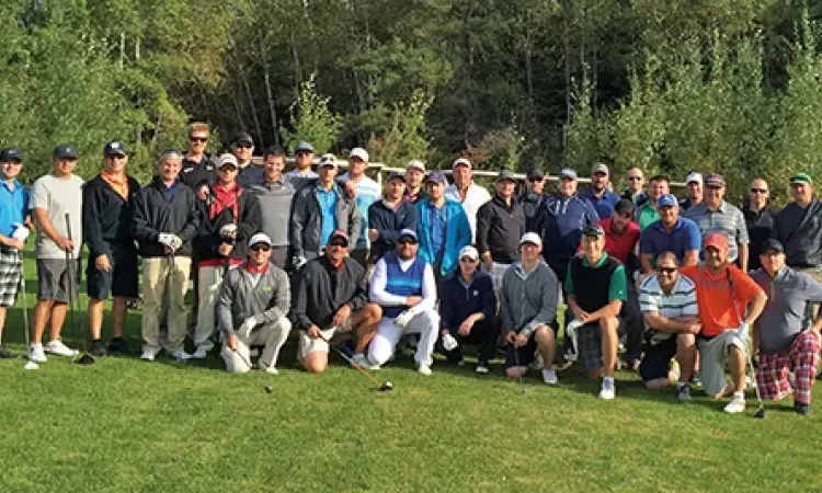 Golfers about to tee off at the 13th annual Niverville Masters Tournament