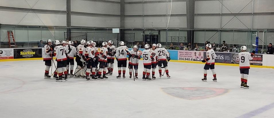 The Nighthawks celebrate their hard-fought victory over the OCN Blizzard on October 23.