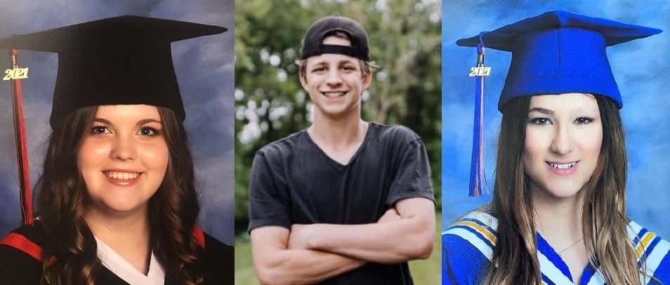 Members of the 2021 graduating class: Kierra Derksen, Hayden Fast, and Aurora Begalke.