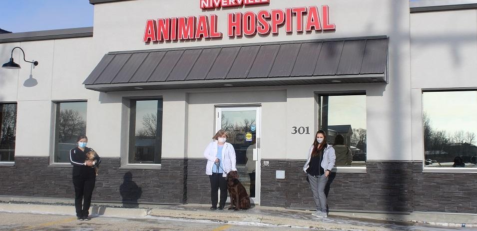 The staff of the Niverville Animal Hospital: Andrea Unruh, Dr. Delores Faucher, and Sarah Carbonneau.