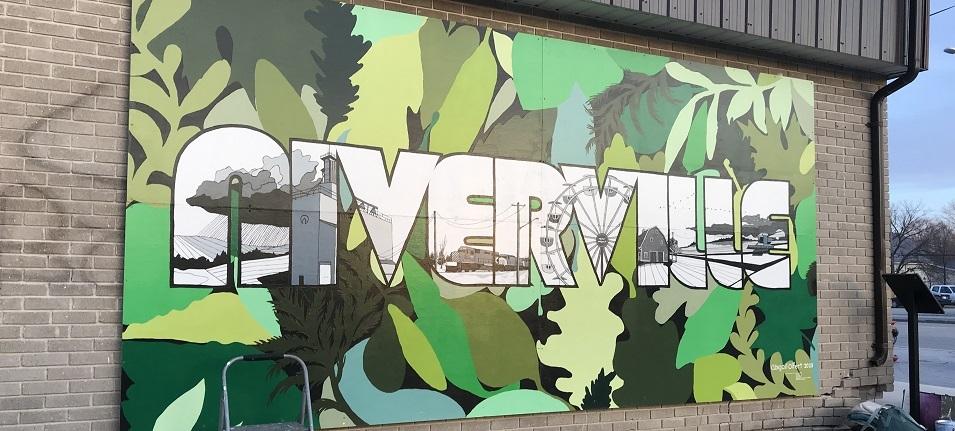 The new Heritage Mural on the west side of the post office in Niverville.