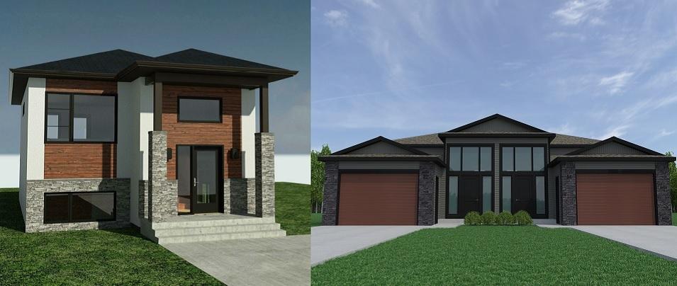Mockups of the smaller houses to be built in The Highlands. Final homes may not be exactly as shown.