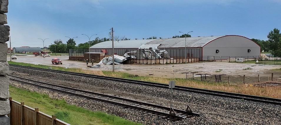 The Niverville Centennial Arena has suffered extensive roof damage as the result of a strong thunderstorm.