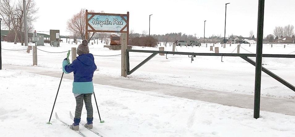 A groomed cross-country skiing trail is open in Hespeler Park.