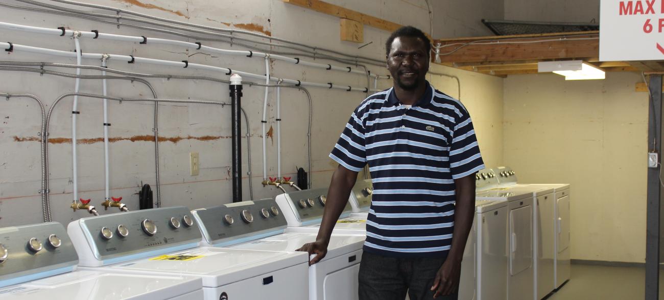 Napoleon Lasu of the new Cush Laundry Mart in Niverville.