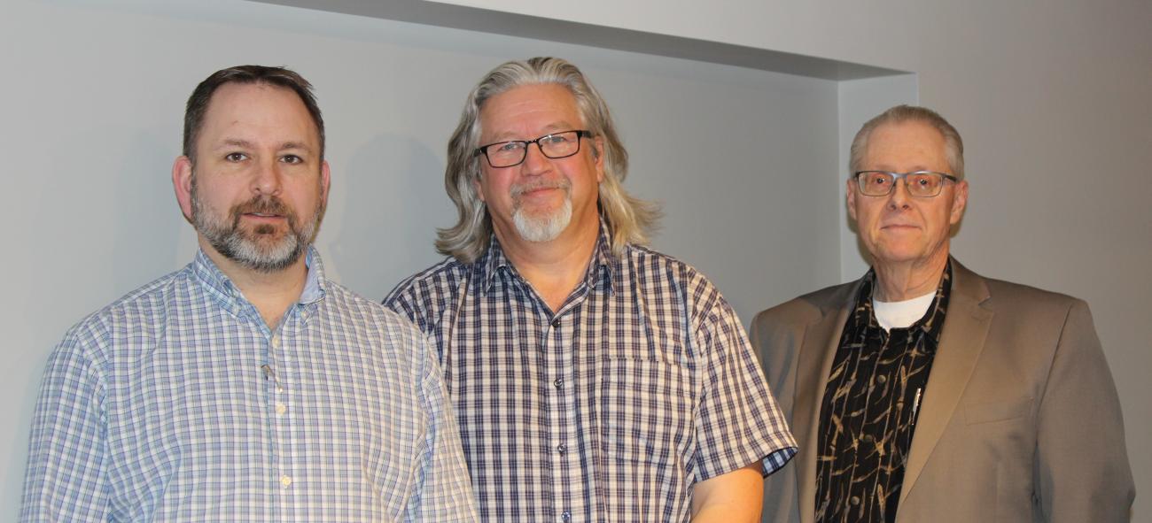 The Heritage Centre’s former executive team of Rob Manchulenko, Steve Neufeld, and Wes Hildebrand.