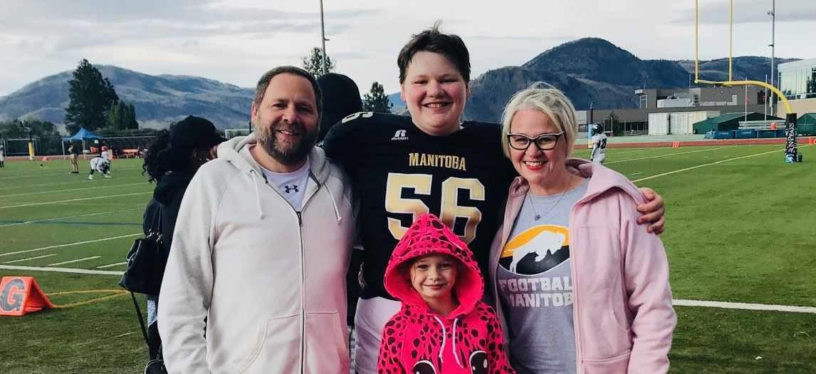 Odin Peterson with his family in Kamloops, British Columbia.