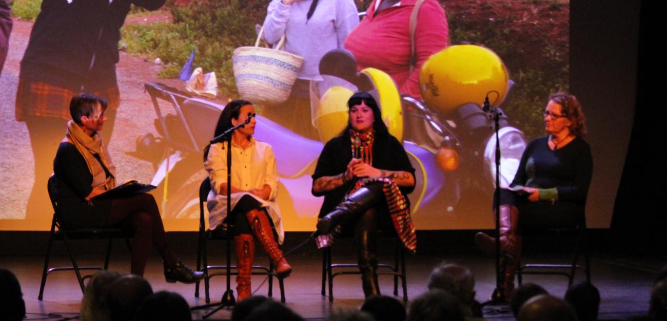 Carol Thiessen, Colleen Dyck, Meagan Silencieux, and Theresa Rempel Mulaire discuss the film during a Q&A after the screening.