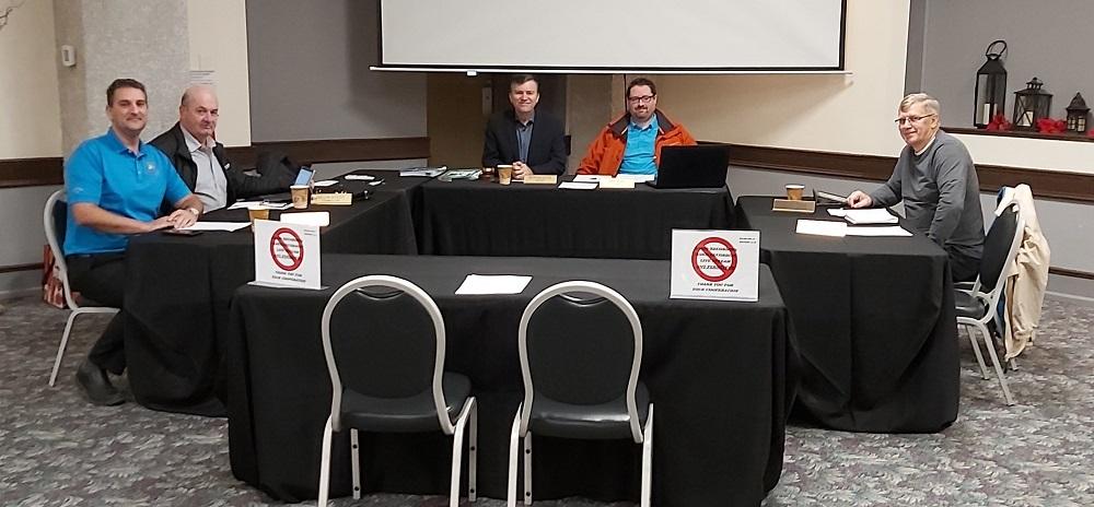 Councillors Nathan Dyck, Kevin Stott, Mayor Myron Dyck, CAO Eric King, and Councillor John Funk.