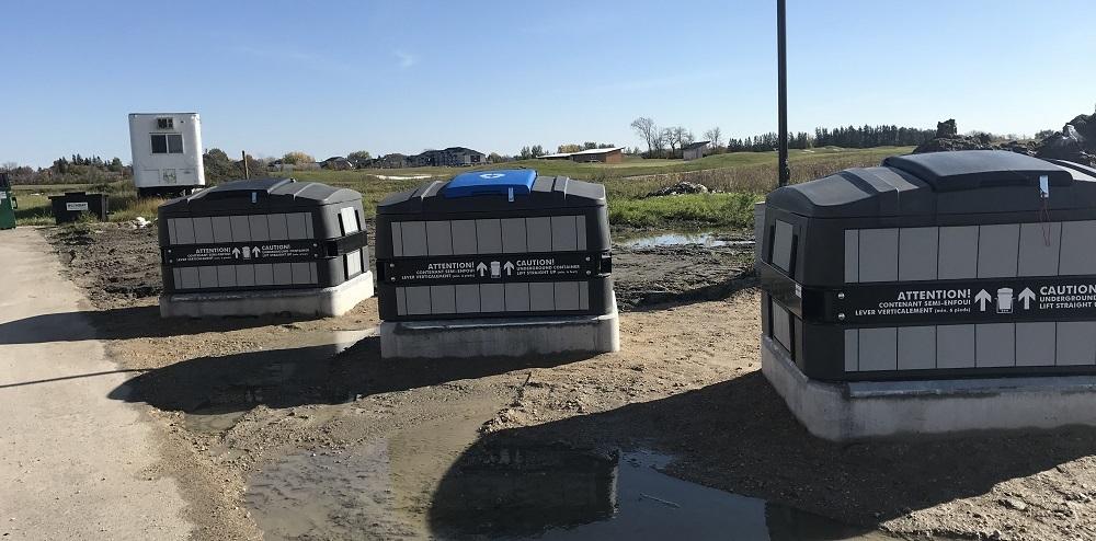 The new underground waste receptacles along Old Drovers Run in Niverville.