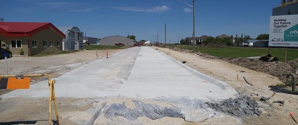 Arena Road, currently under construction, will be made one-way when it reopens to traffic.