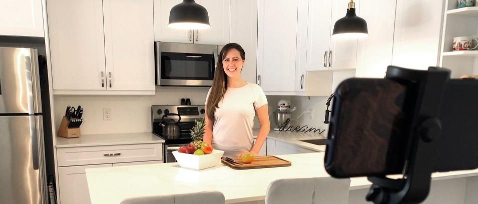 Rebecca Rempel has been recording her cooking classes at home with a simple setup.