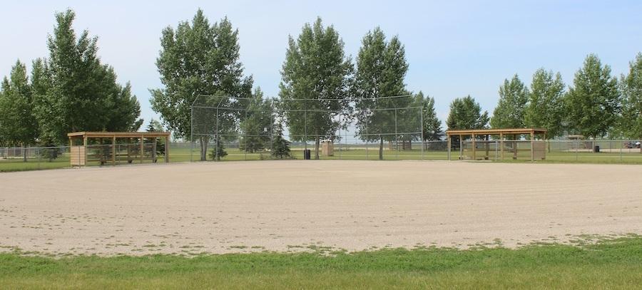 The baseball diamonds at Hespeler Park in Niverville.