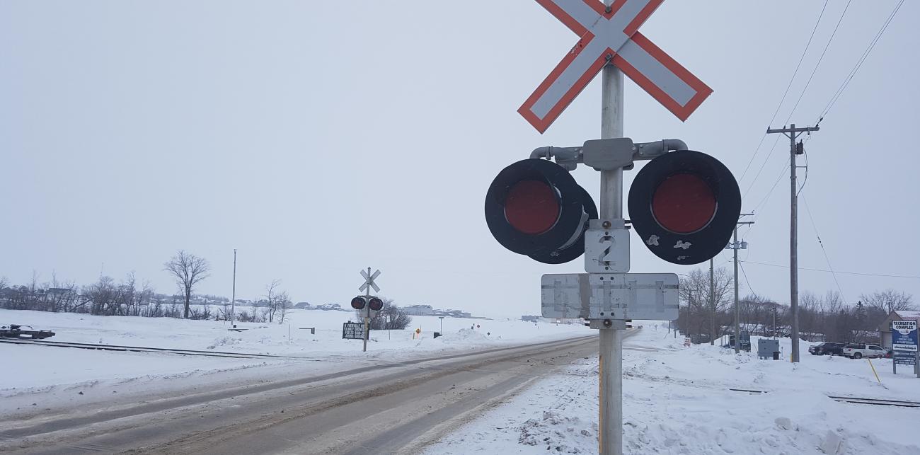 The CP Rail crossing on Main Street Niverville.