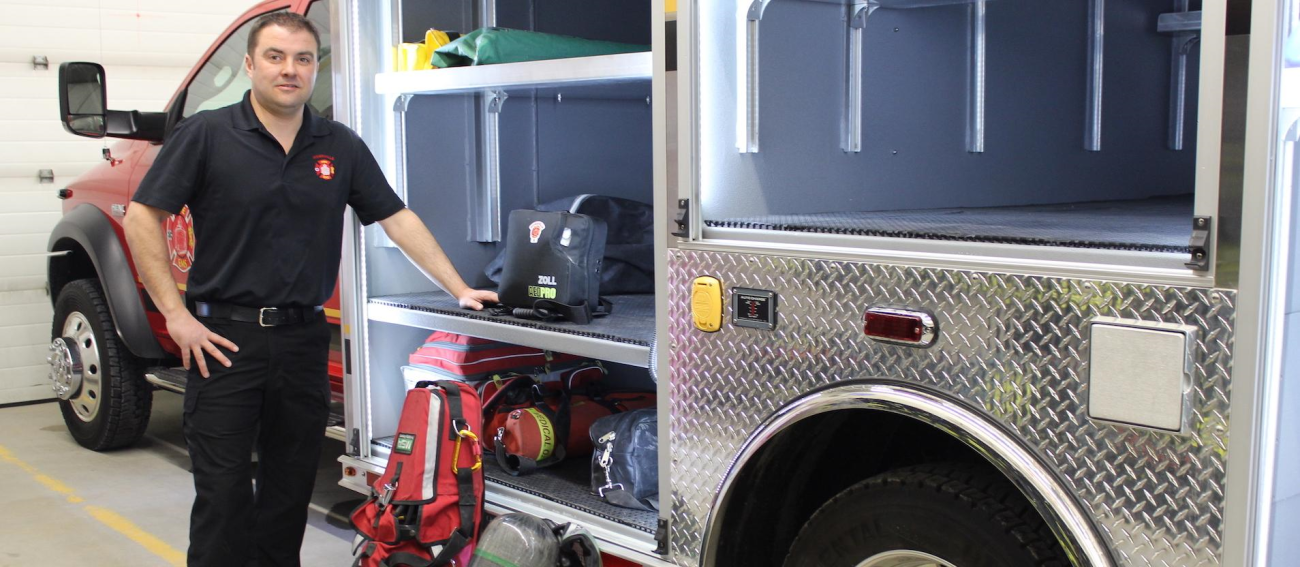 Niverville Fire Chief Keith Buecket alongside the town’s newest emergency equipment.