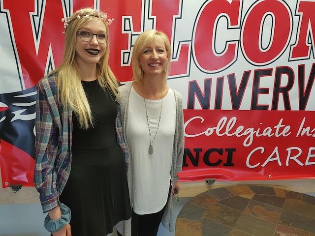 Actress Shelah Klassen and NCI guidance counsellor Deanna Wiebe