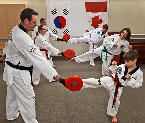 Jason Barnabe runs a taekwondo class in Niverville.