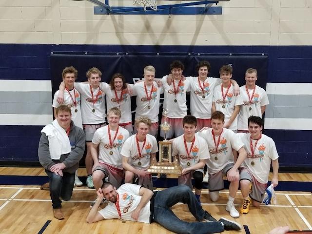 Top: Lijah Doell, Keegan Beer, Austin Anderson, Kress Schmidt, Carter Bairos, Matt Bairos, Zach Hiebert, and Justin Friesen. Bottom: Graham Beer, Josh Limpright, Joel Dueck, Parker Davis, Nate Martin, and Corey Golden. Front: Richard Toews.