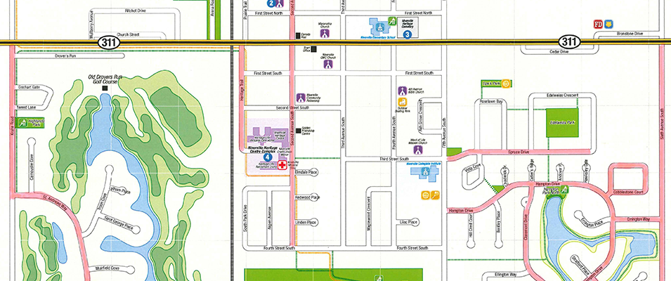 The proposed streets to be affected by parking bans are highlighted in red.